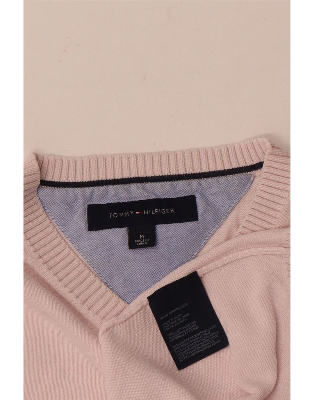 Tommy Hilfiger Herre V-hals sweater Medium Pink Bomuld