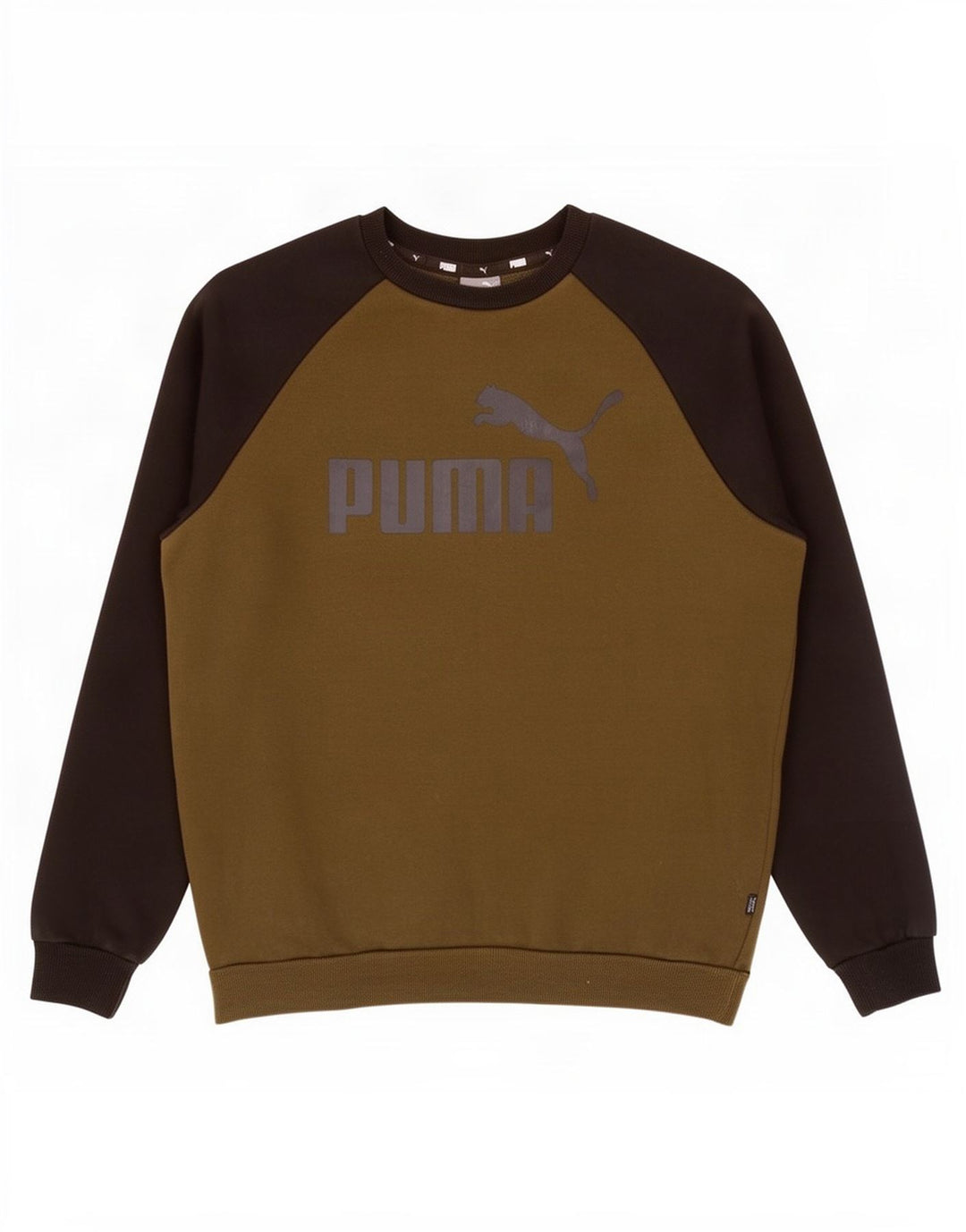 Puma Herre Grafisk Sweatshirt Jumper Medium Khaki Colourblock Bomuld