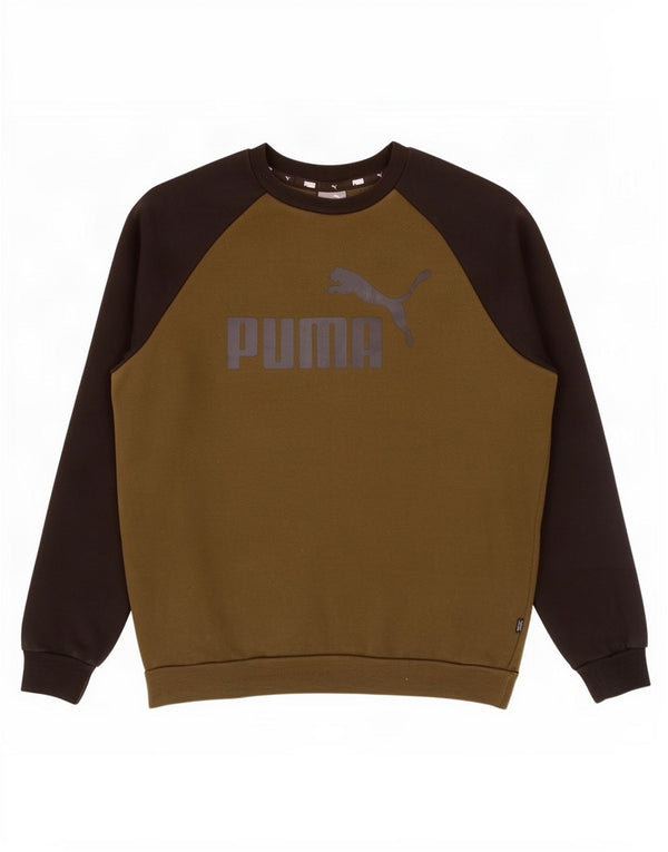 Puma Herre Grafisk Sweatshirt Jumper Medium Khaki Colourblock Bomuld