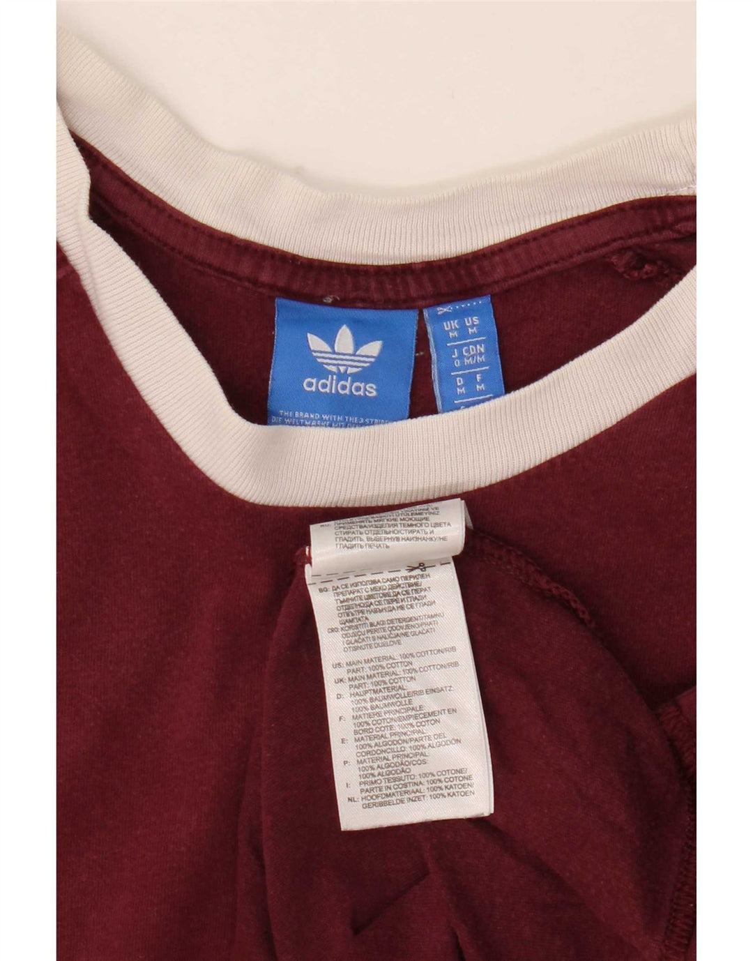 Adidas Herre T-Shirt Top Medium Bourgogne Bomuld