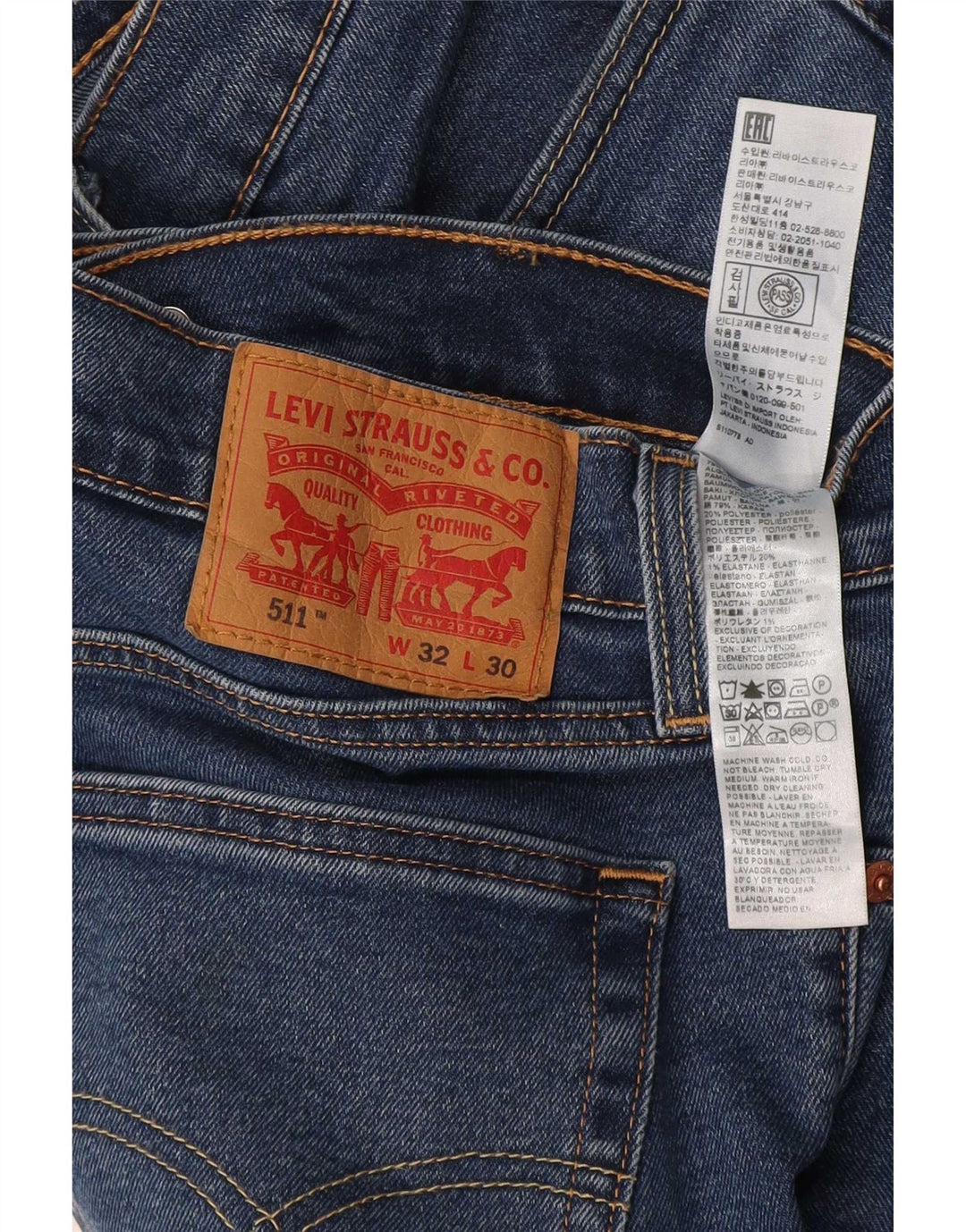 Levi's Herre 511 Slim Jeans W32 L30 Blå Bomuld