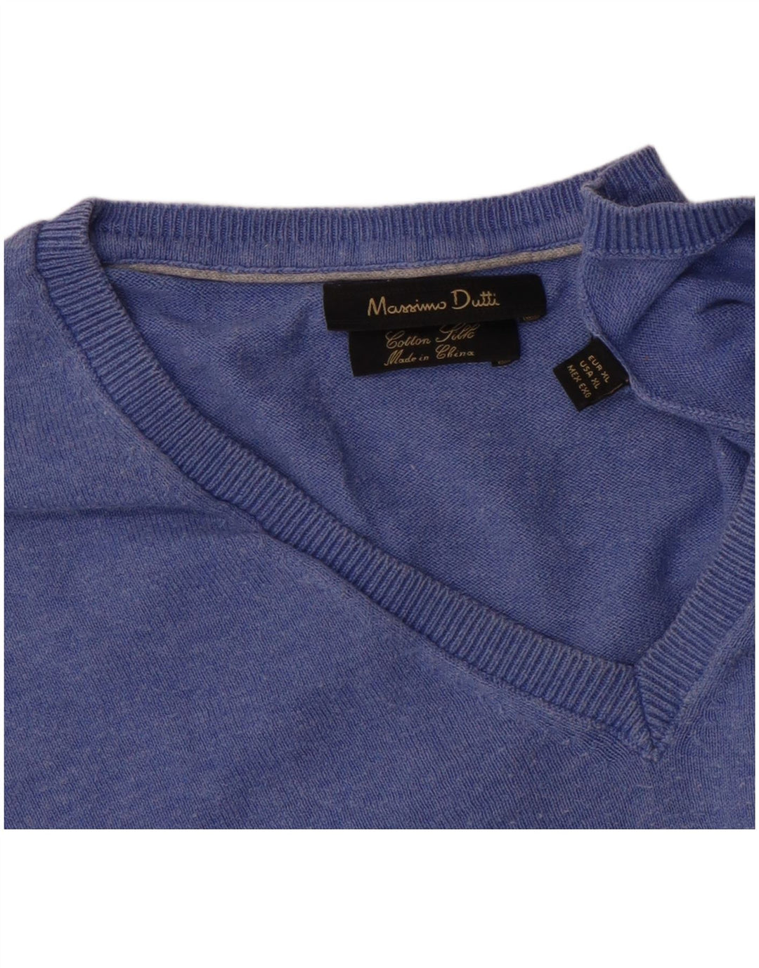 Massimo Dutti Herre V-hals sweater XL Blå Bomuld