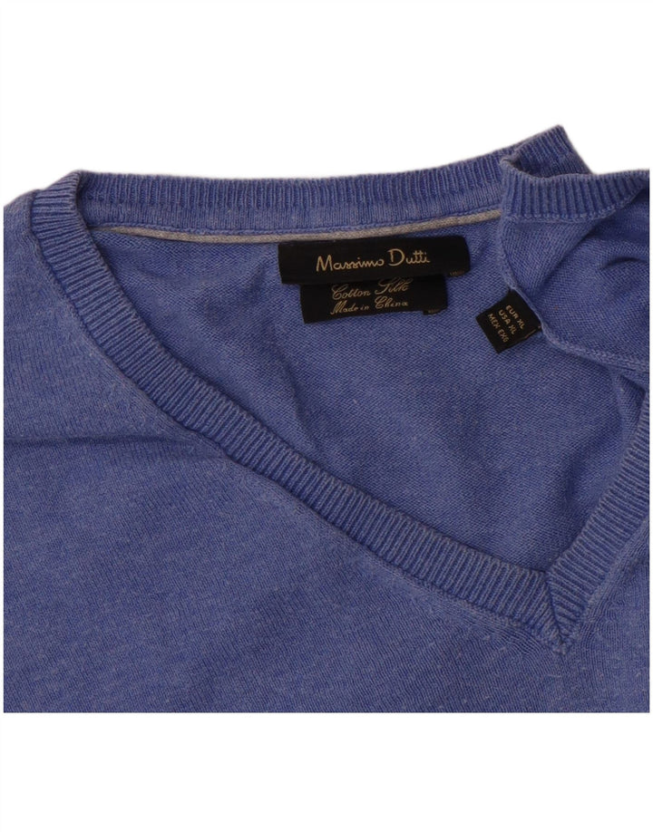 Massimo Dutti Herre V-hals sweater XL Blå Bomuld