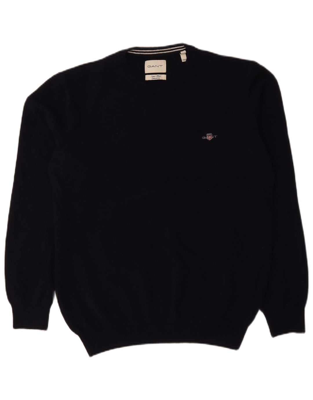 Gant Herre Crew Neck trøje Sweater Stor marineblå lammeuld