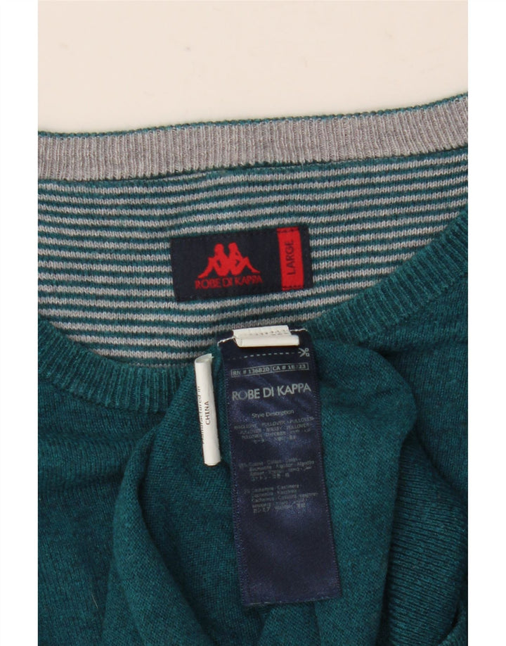 Kappa Herre Boat Neck Jumper Sweater Stor Grøn Bomuld