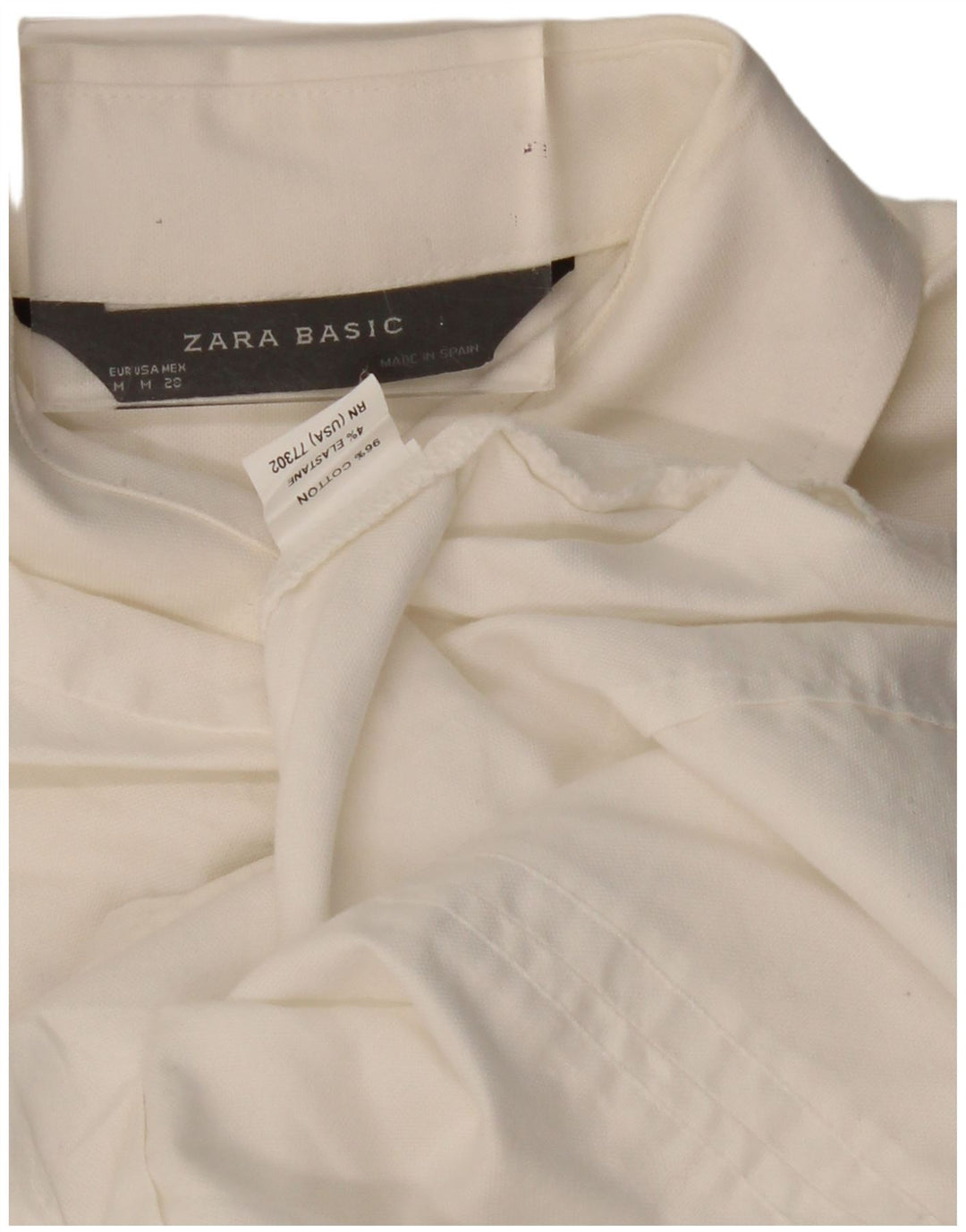 ZARA Dameskjorte UK 12 Medium Off White Bomuld