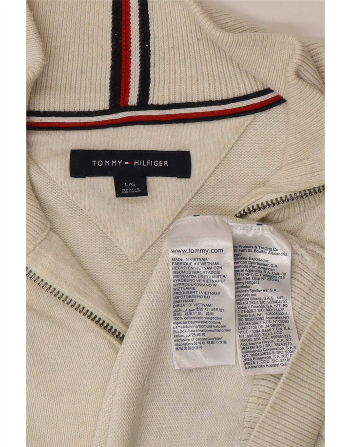 Tommy Hilfiger Herre Zip Neck Jumper Sweater Stor Grå Bomuld