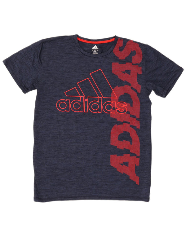 ADIDAS Aeroready Graphic T-Shirt Top til drenge 15-16 år XL Navy Blue Flecked