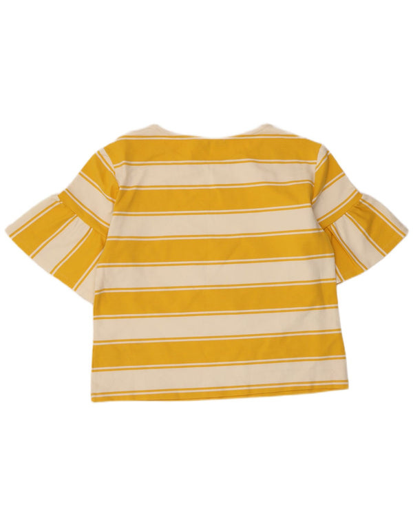 Marks & Spencer Womens Crop Top UK 14 Stor gulstribet bomuld