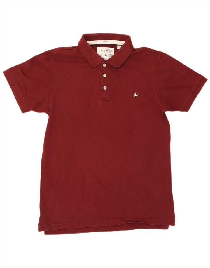 JACK WILLS Herre Slim Fit Polo Shirt Medium Maroon Bomuld