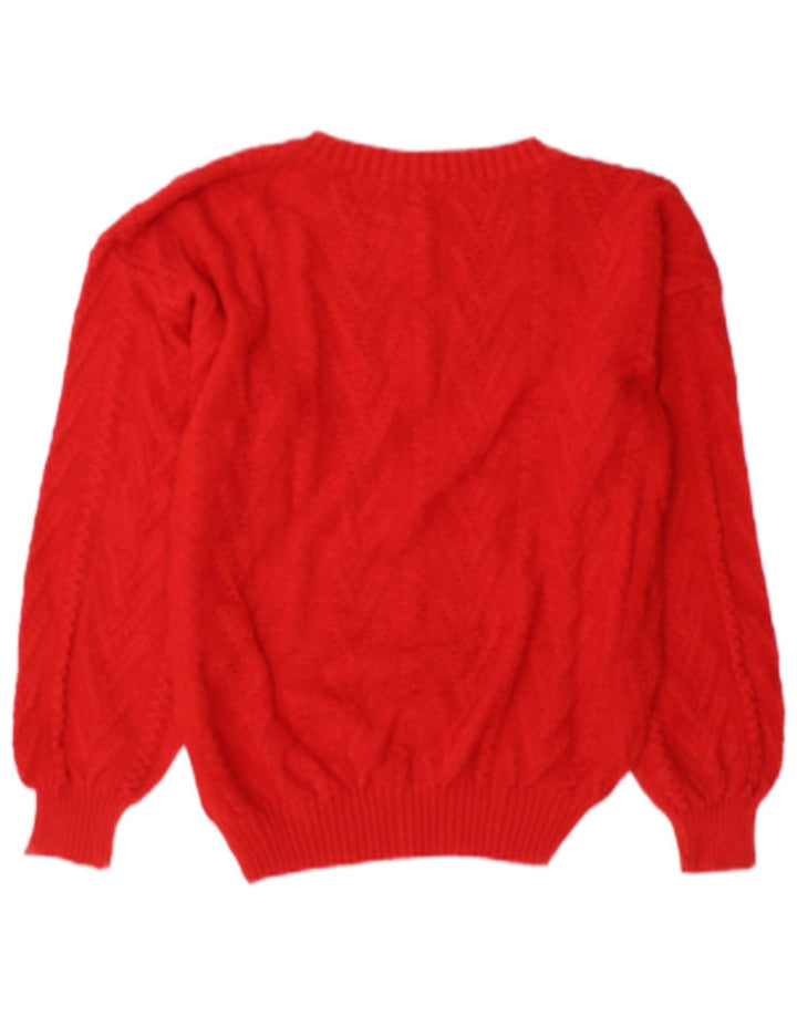 Vintage dame sweater med rund hals DK 14 medium rød bomuld
