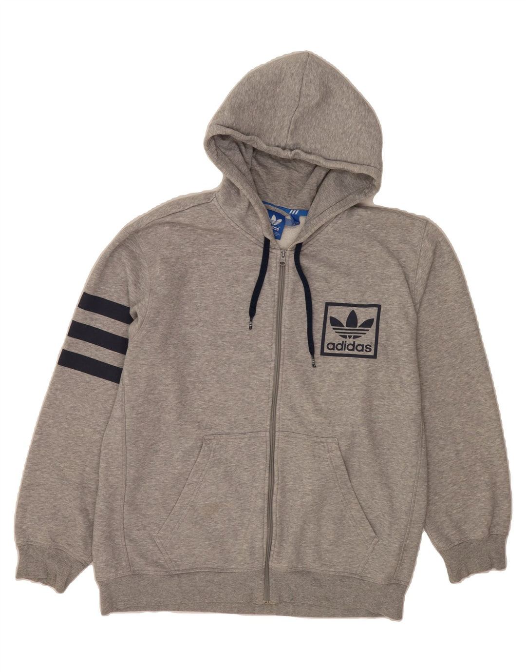 ADIDAS Mens Graphic Zip Hoodie Sweater Medium Grey Cotton Vintage Adidas and Second-Hand Adidas from Messina Hembry 