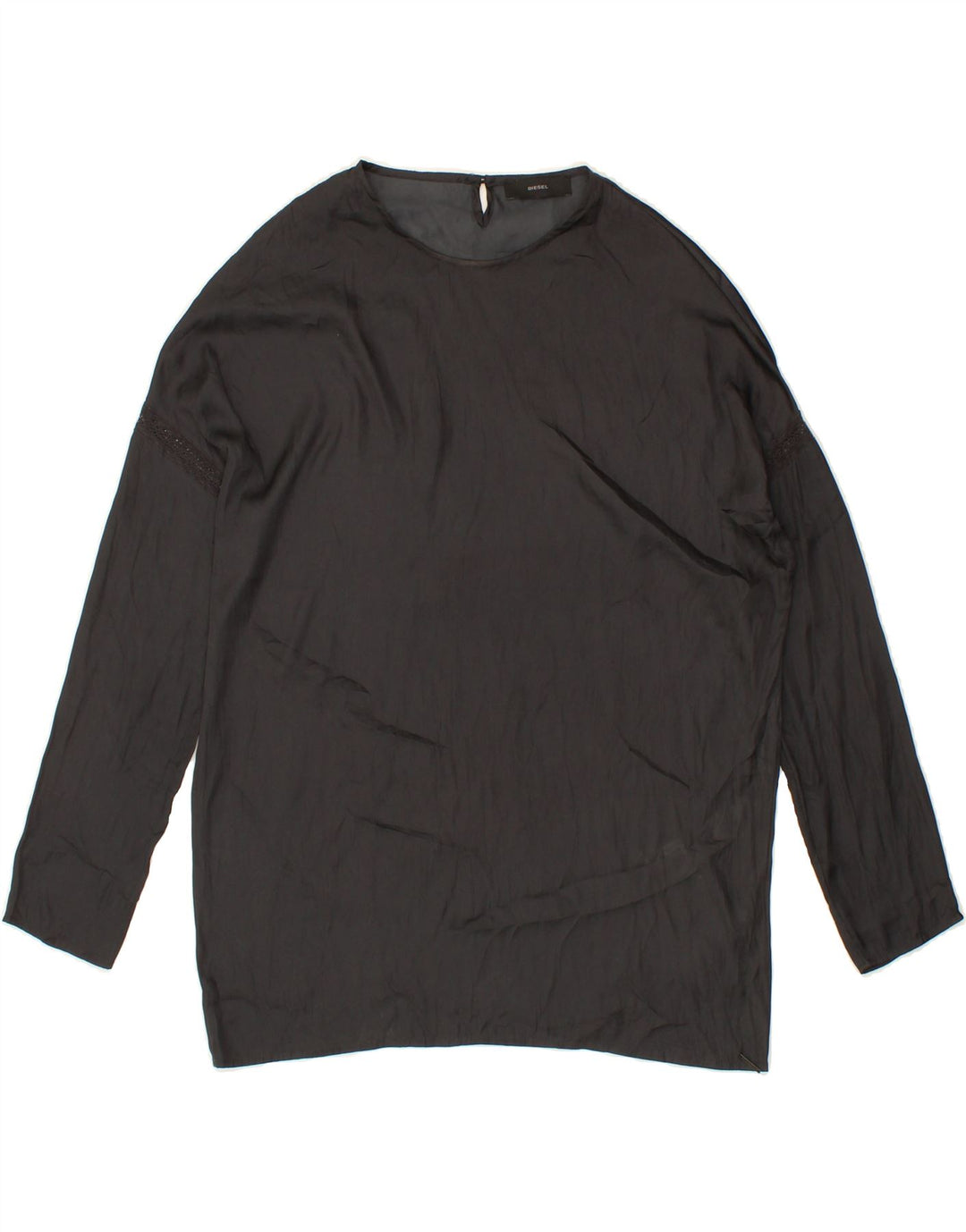 DIESEL Womens Longline Oversized Blouse Top UK 6 XS Black Polyester Vintage Diesel and Second-Hand Diesel from Messina Hembry 