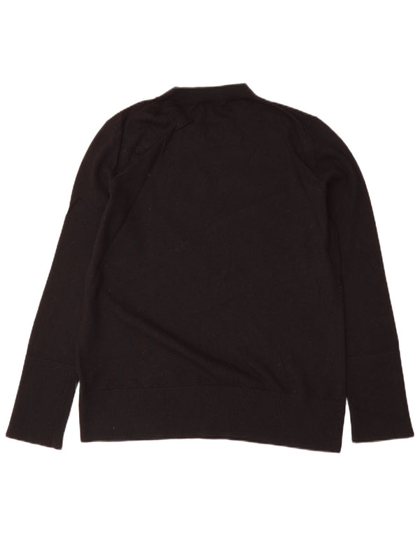 Cos Dame Oversized Crew Neck Jumper Sweater UK 10 Small Black Wool