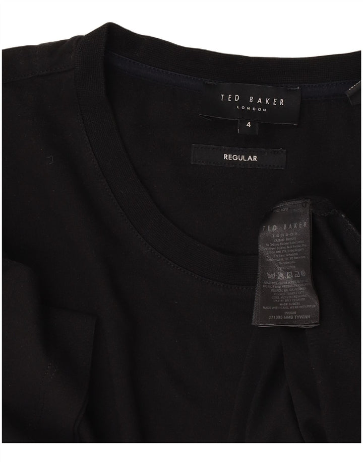 Ted Baker Herre Regular T-Shirt Top Størrelse 4 Stor Sort Bomuld