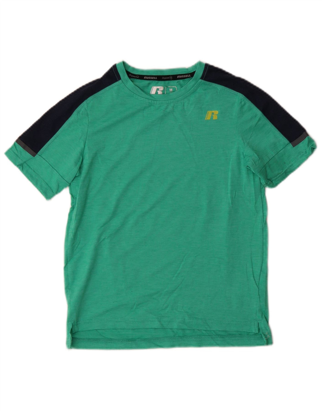 Russell Athletic Boys T-Shirt Top 7-8 år Medium Green Colourblock