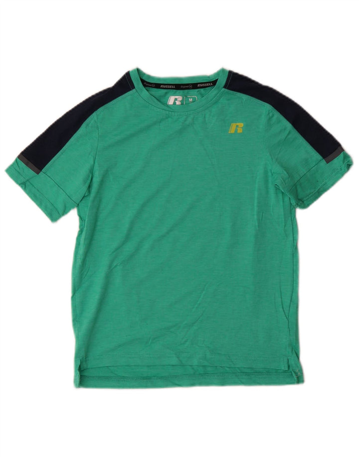 Russell Athletic Boys T-Shirt Top 7-8 år Medium Green Colourblock