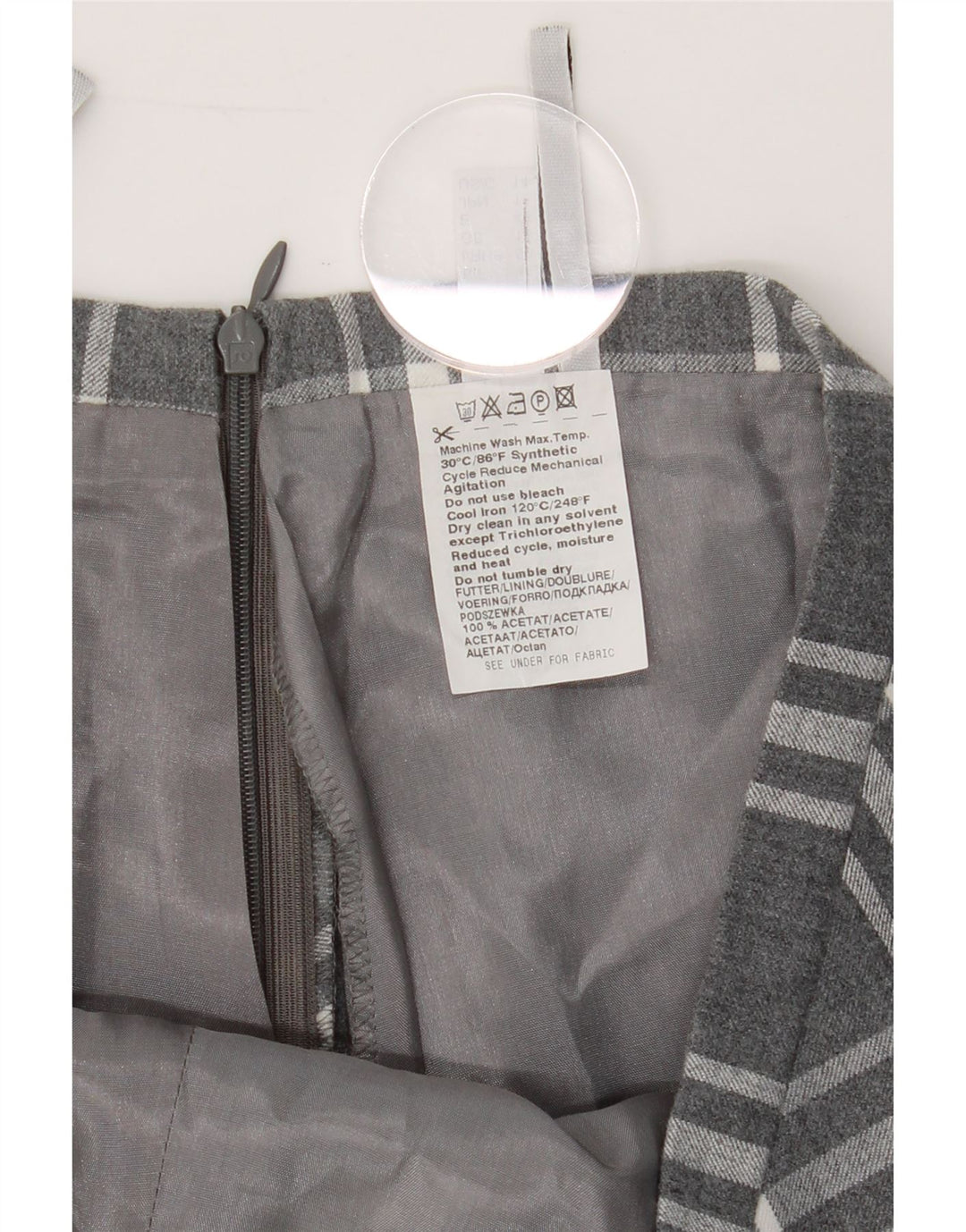 VINTAGE Womens Midi Skirt UK 18 XL W36  Grey Check Vintage Vintage and Second-Hand Vintage from Messina Hembry 