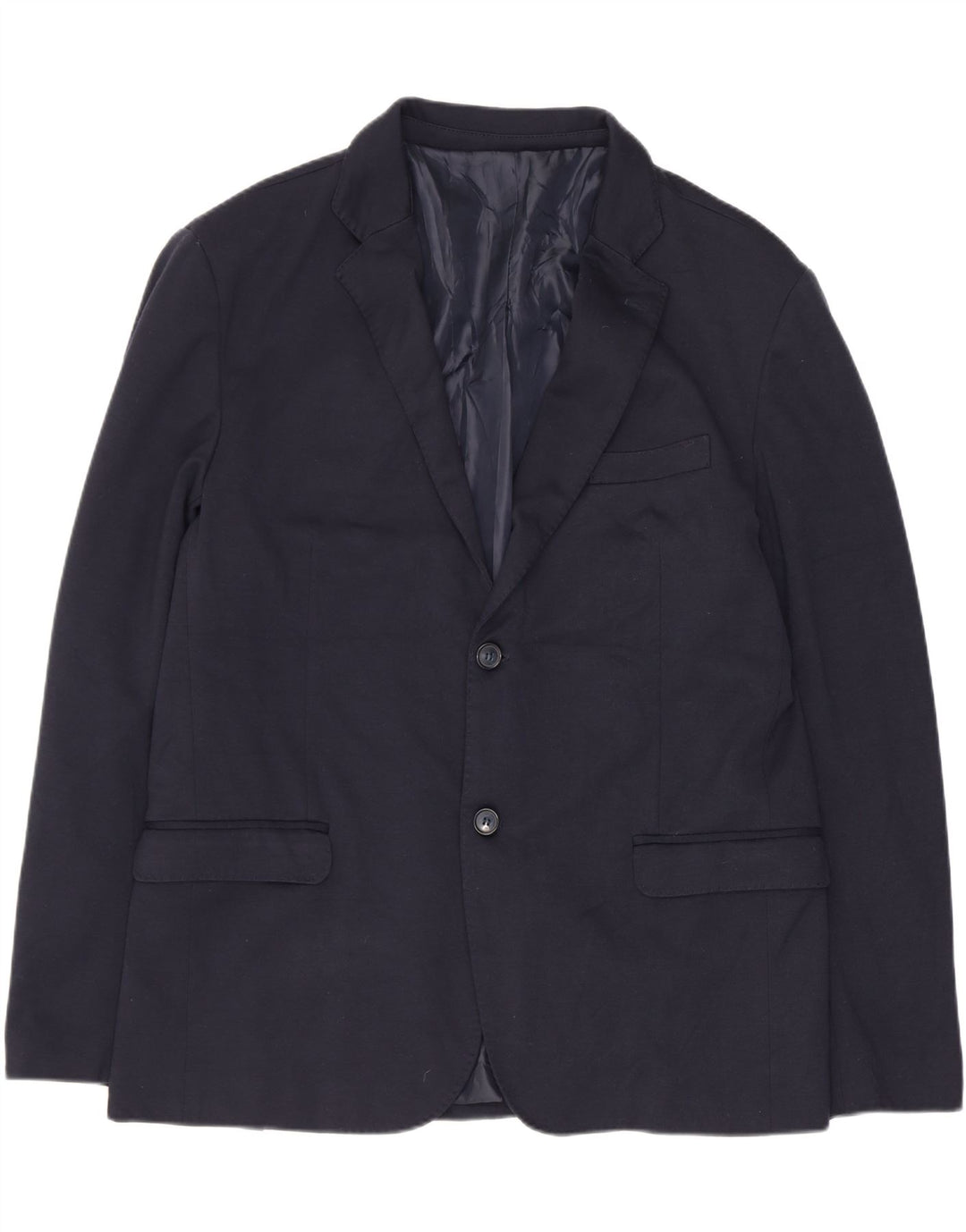 Vintage Herre 2-knap 2-delt jakkesæt IT 54 2XL W34 L30 Marineblå polyester