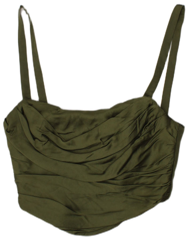 Zara Womens Crop Corset Top Small Khaki