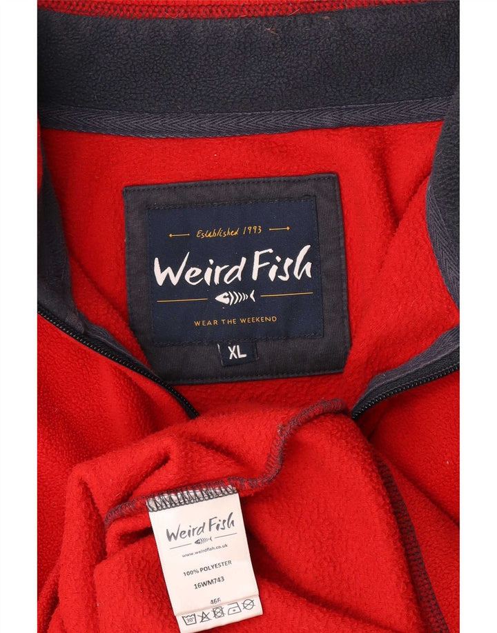 Weird Fish Herre Zip Neck Fleece Jumper XL Rød Polyester