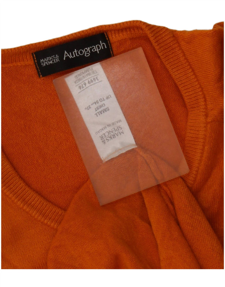 Marks & Spencer Herre Autograph V-hals sweater Small Orange Akryl