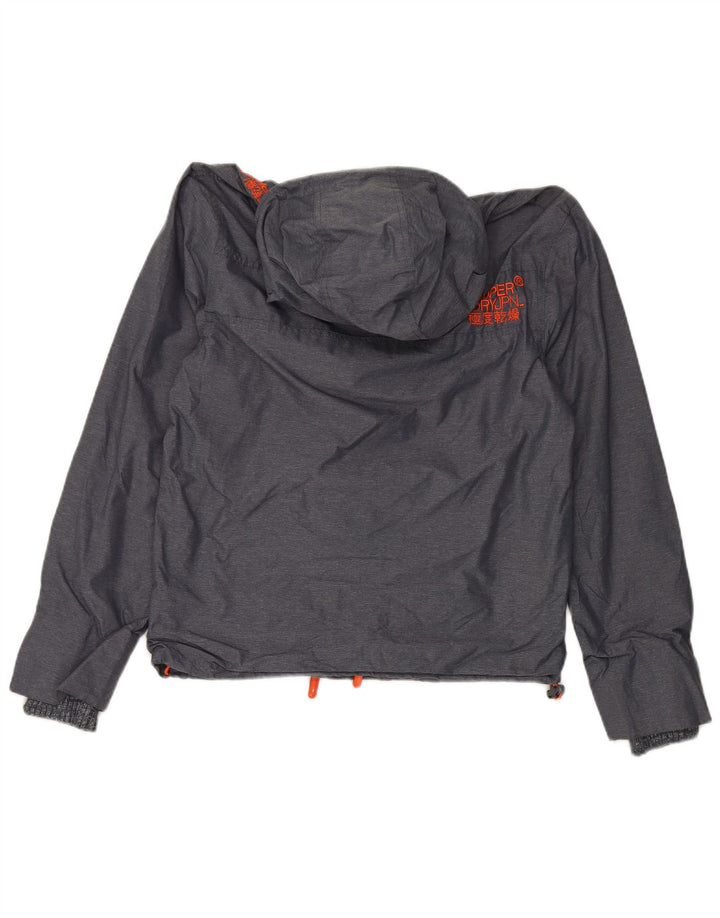 SUPERDRY Herre Windcheater Hættevindjakke UK 36 Small Grey Nylon