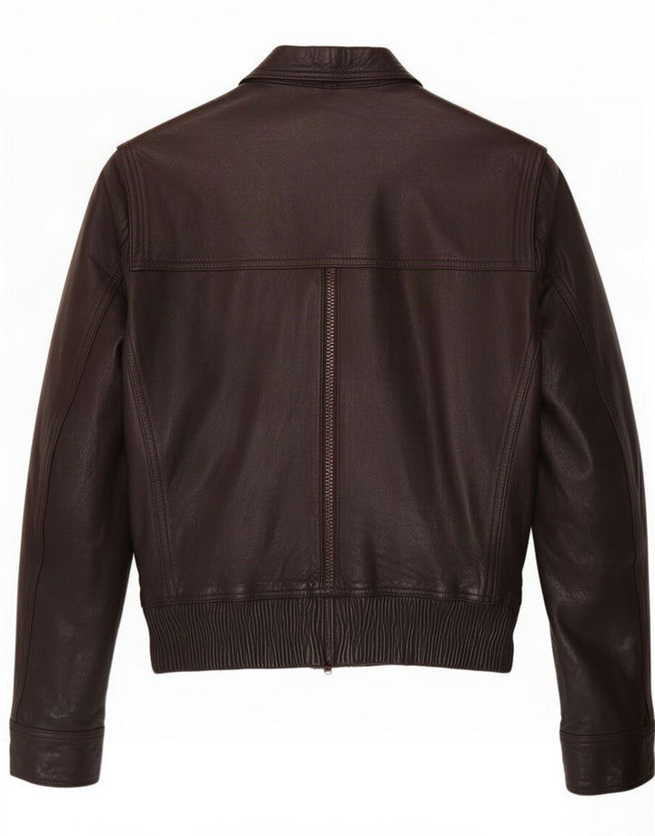 Vintage Dame Crop Læderjakke IT 52 2XL Brun