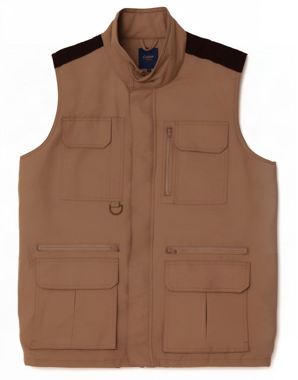 Cotton Traders Mens Utility Gilet UK 40 Large Beige Colourblock Polyester