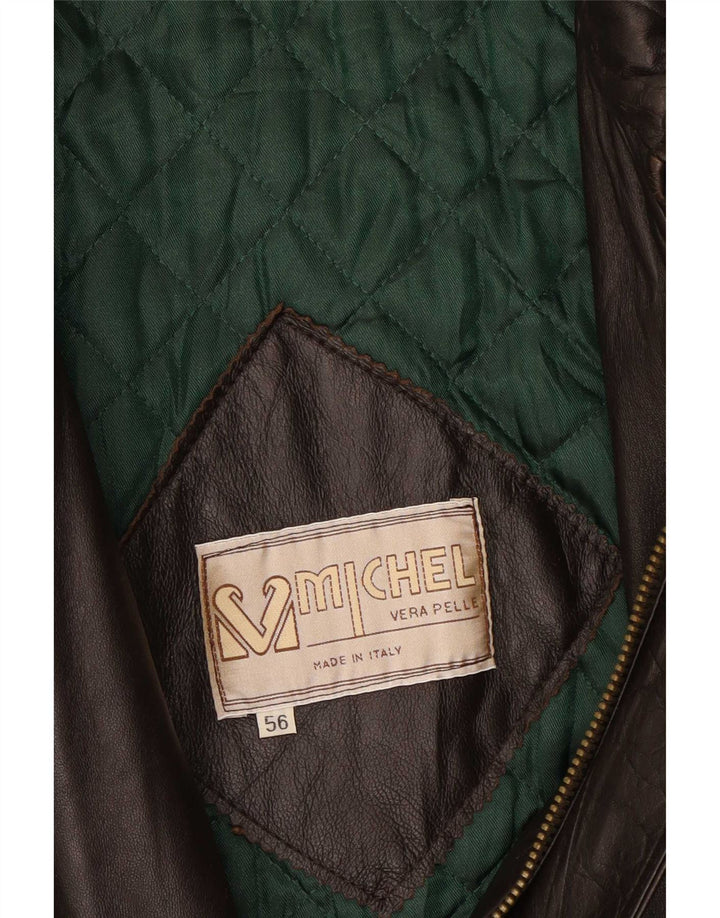Vintage herre læderjakke IT 56 3XL Brun