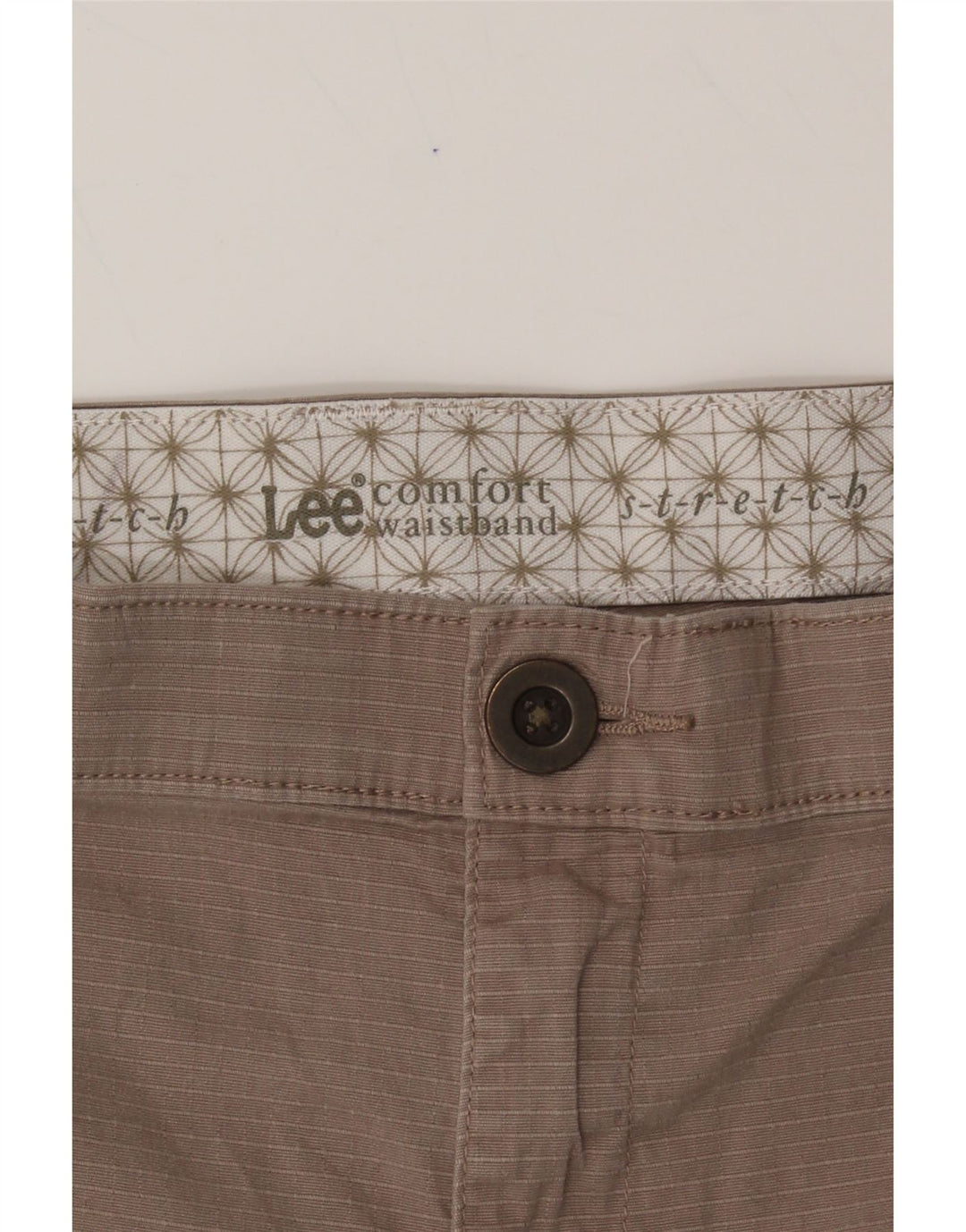 LEE Womens Stretch Mid Rise Shorts W40 2XL Brown Pinstripe Vintage Lee and Second-Hand Lee from Messina Hembry 