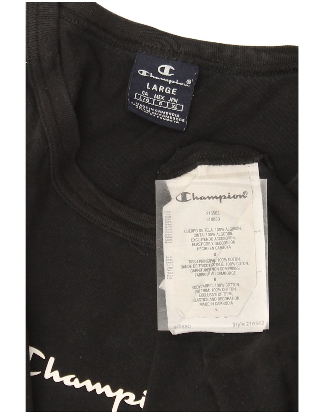 Champion Herre grafisk T-shirt Top Stor sort bomuld