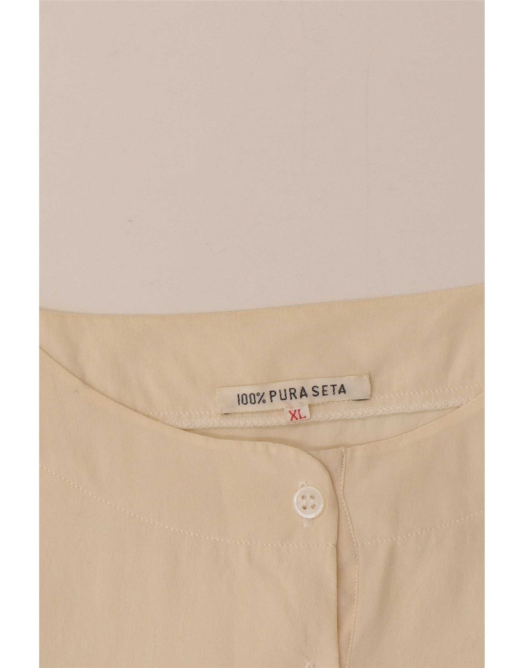 Vintage Dame Bluse Top UK 18 XL Beige Silke