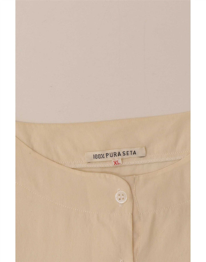 Vintage Dame Bluse Top UK 18 XL Beige Silke