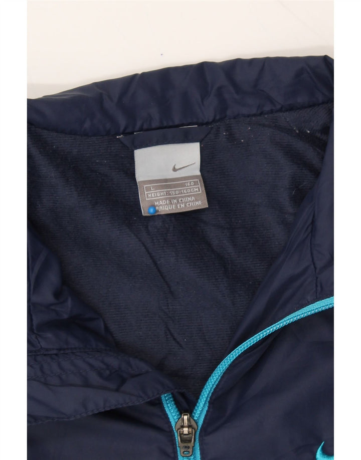 NIKE Boys Rain Jacket 12-13 Years Large Navy Blue Colourblock Nylon Vintage Nike and Second-Hand Nike from Messina Hembry 