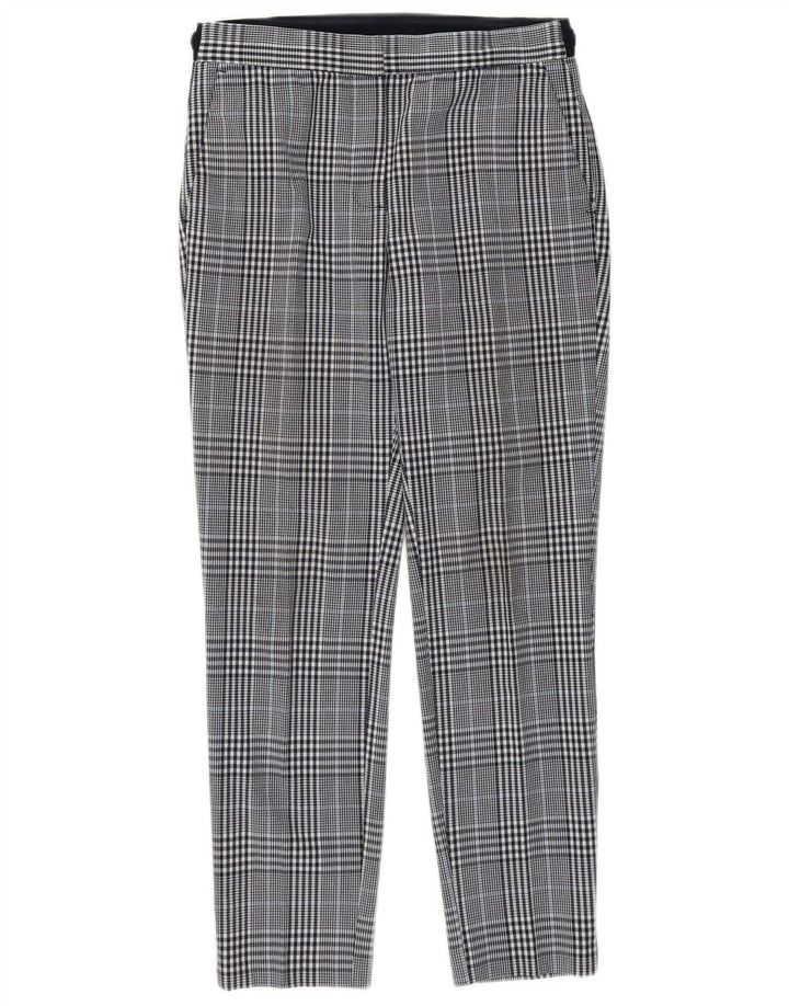 Zara Slim Cropped Bukser Small W26 L26 Marineblå Ternet polyester