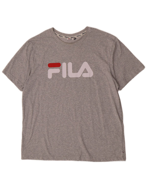 Fila Herre Grafisk T-Shirt Top 2XL Grå Flecked Bomuld