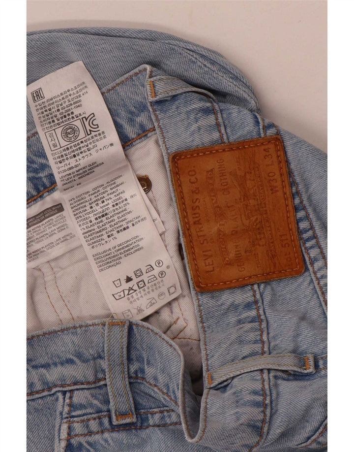 Levi's Herre 511 Distressed Slim Jeans W30 L34 Blå Bomuld