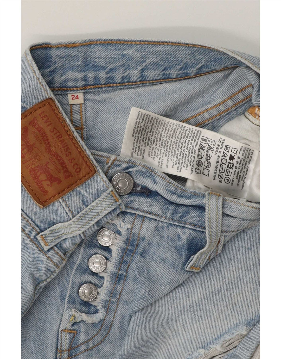 Levi's Kvinders Slidte Denim Shorts W24 XS Blå Bomuld