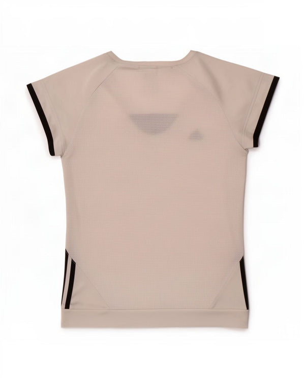 Adidas Dame T-Shirt Top UK 12 Medium White Polyester