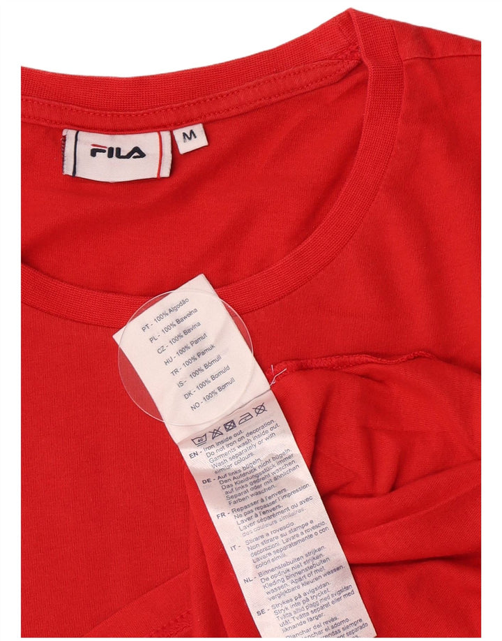 Fila Herre grafisk T-shirt Top Medium Rød Colourblock Bomuld