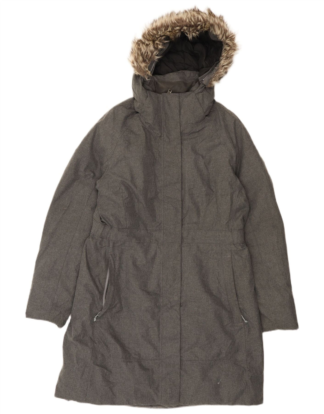 The North Face Dame Hætte Polstret Frakke UK 16 Large Grå Polyester