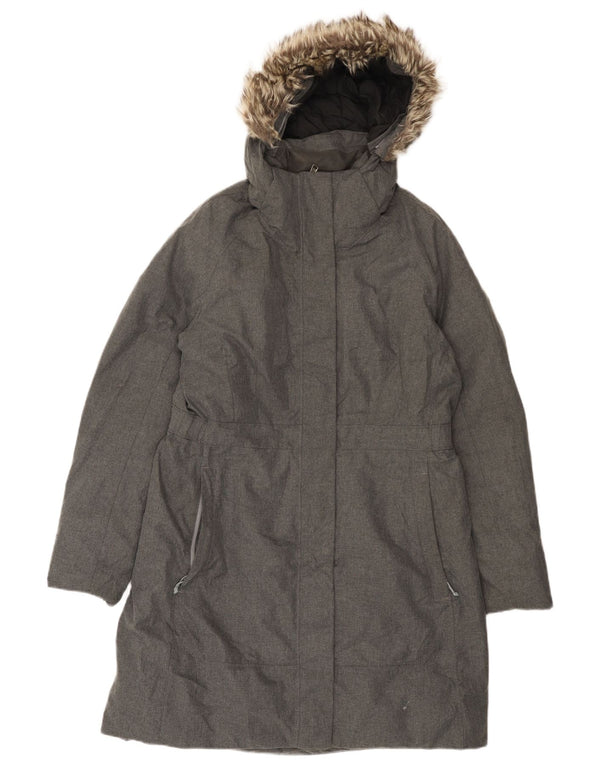 The North Face Dame Hætte Polstret Frakke UK 16 Large Grå Polyester