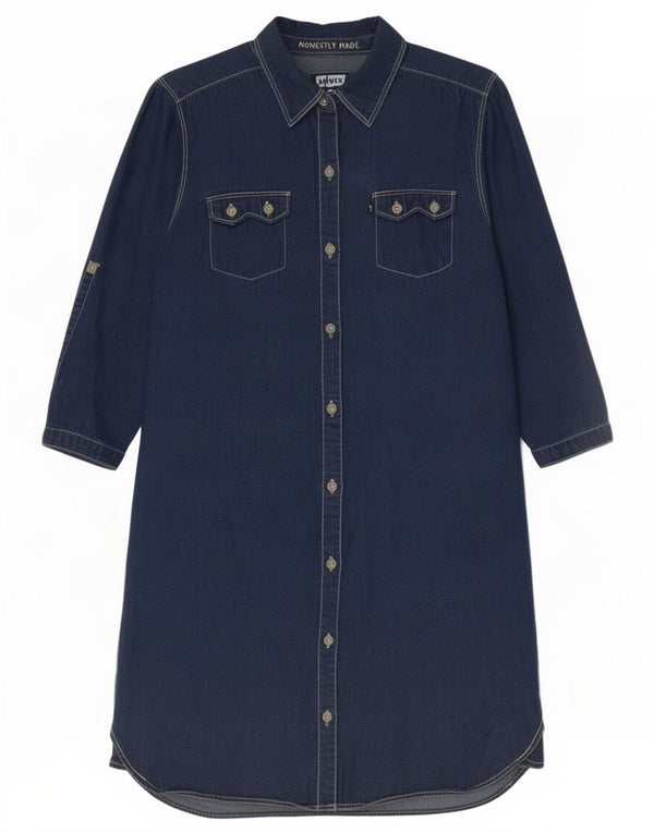 Levi's Girls 3/4-ærmet denimskjortekjole 13-14 år XL marineblå bomuld