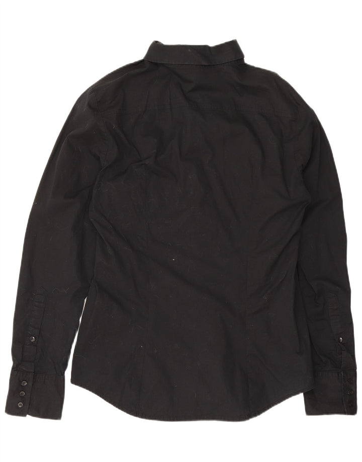 Benetton Dameskjorte UK 12 Medium Sort Bomuld