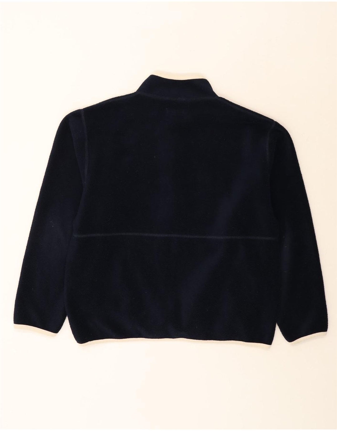 White Stuff Herre Zip Neck Fleece Jumper Large Navy Blue Polyester