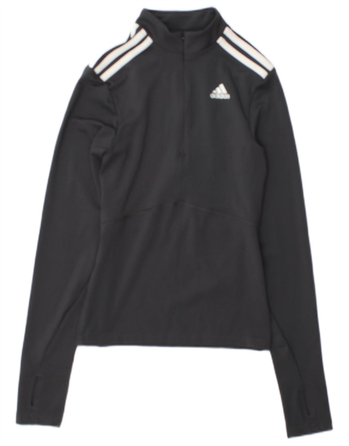 Adidas sweater med lynlås til kvinder, træningsdragt top UK 4/6 XS Grå Colourblock