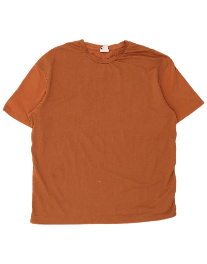 Zara Herre T-Shirt Top Stor Brun Bomuld