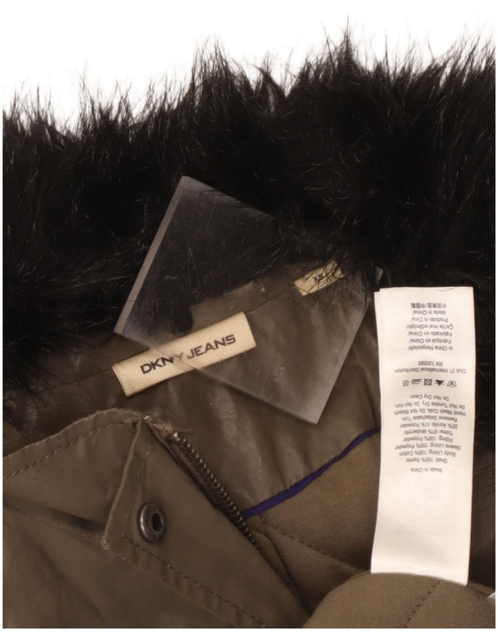 Dkny Dame Overfrakke UK 6 XS Khaki Ramie