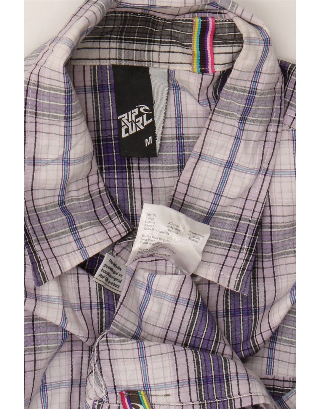 Rip Curl Herre kortærmet skjorte medium lilla ternet bomuld